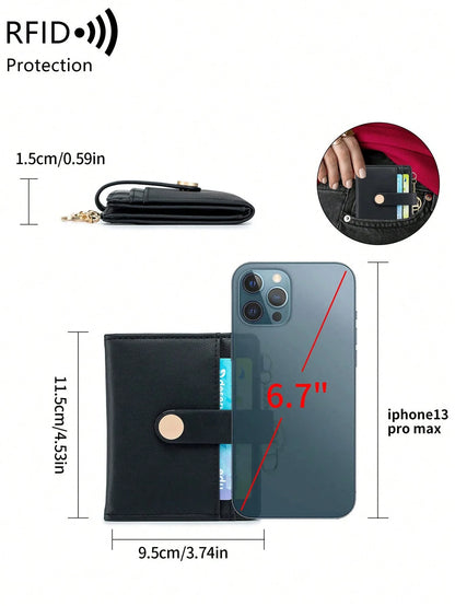 MIYIN Women's Super Thin Wallet, RFID Blocking Bifold Credit Card Holder With Zipper Coin Pouch, ID Window And Key Ring, Fashionable And Lightweight, Suitable For Daily Use, Can Hold ID Cards, Cards