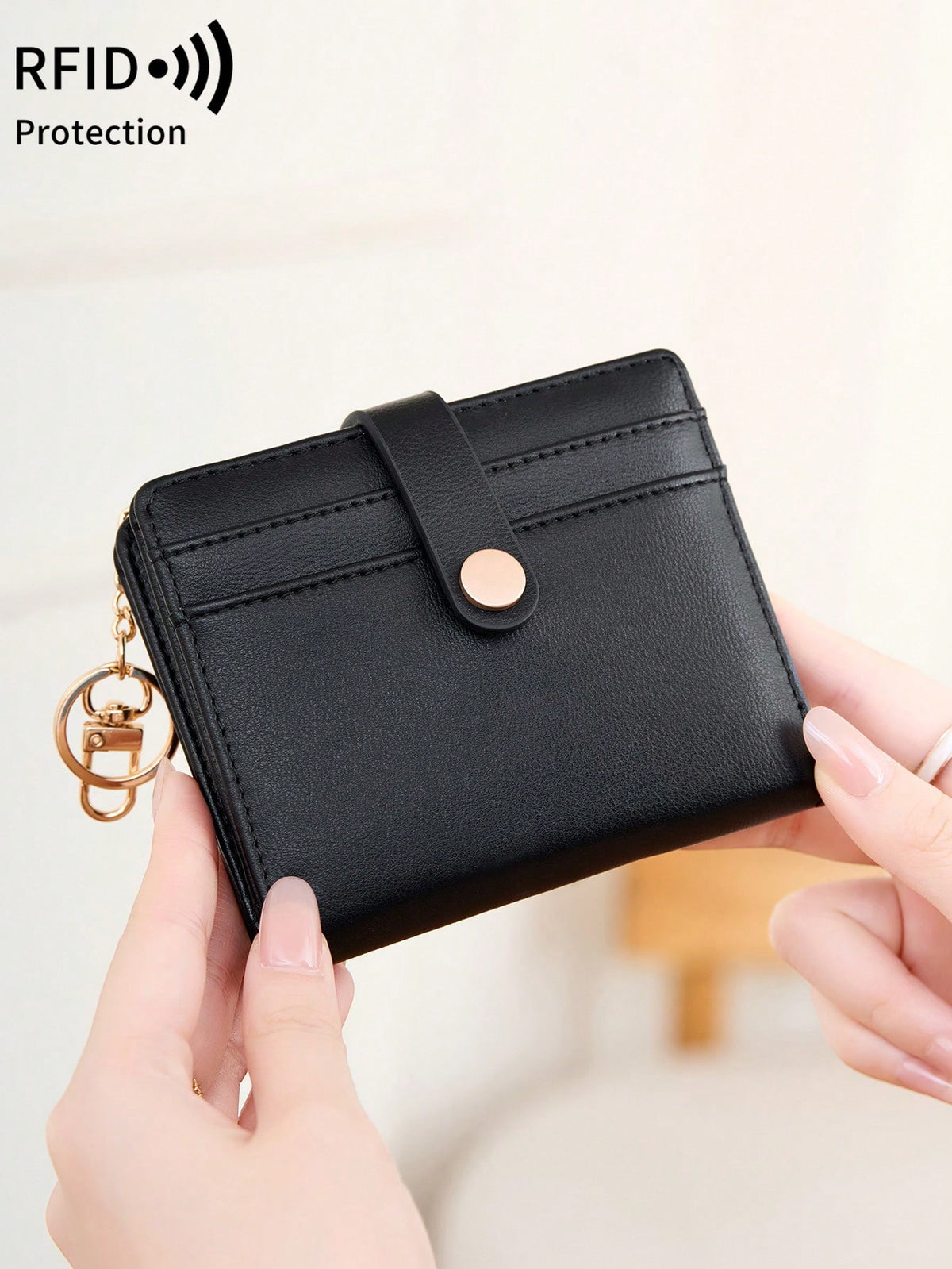 MIYIN Women's Super Thin Wallet, RFID Blocking Bifold Credit Card Holder With Zipper Coin Pouch, ID Window And Key Ring, Fashionable And Lightweight, Suitable For Daily Use, Can Hold ID Cards, Cards