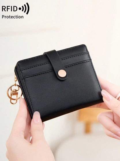 MIYIN Women's Super Thin Wallet, RFID Blocking Bifold Credit Card Holder With Zipper Coin Pouch, ID Window And Key Ring, Fashionable And Lightweight, Suitable For Daily Use, Can Hold ID Cards, Cards
