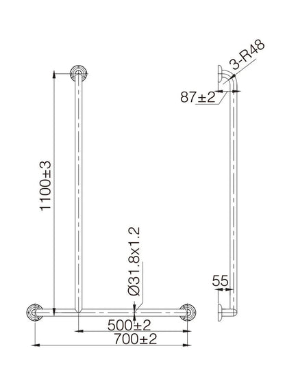 MOBI CARE TShape Shower Rail LH TPG19L Accessories ECT