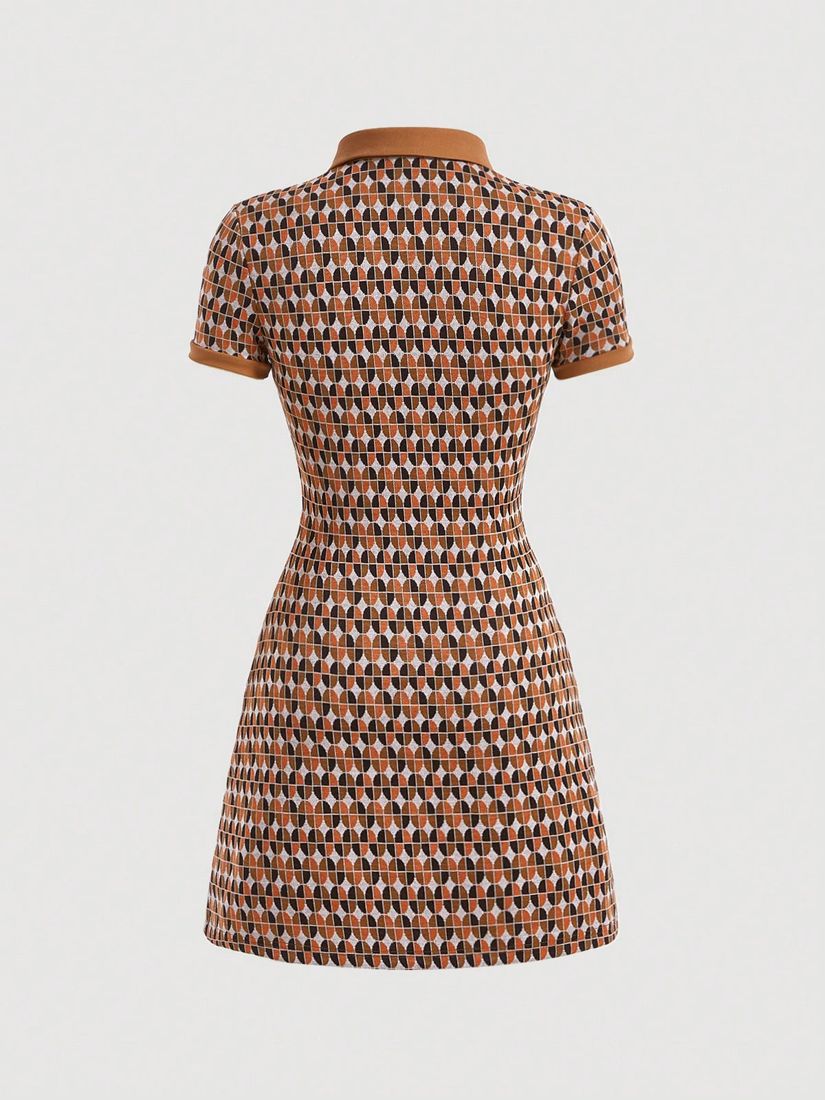 MOD Allover Print Center Front Button Up Placket Lapel Dress
