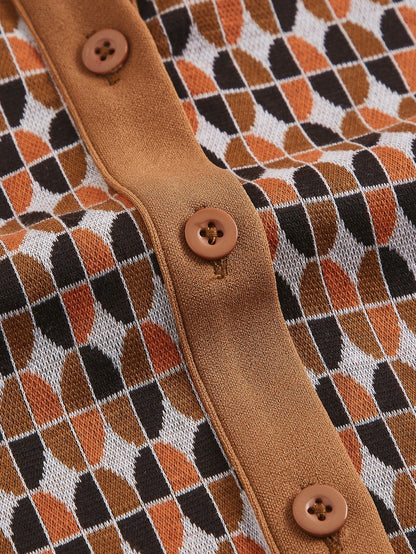 MOD Allover Print Center Front Button Up Placket Lapel Dress