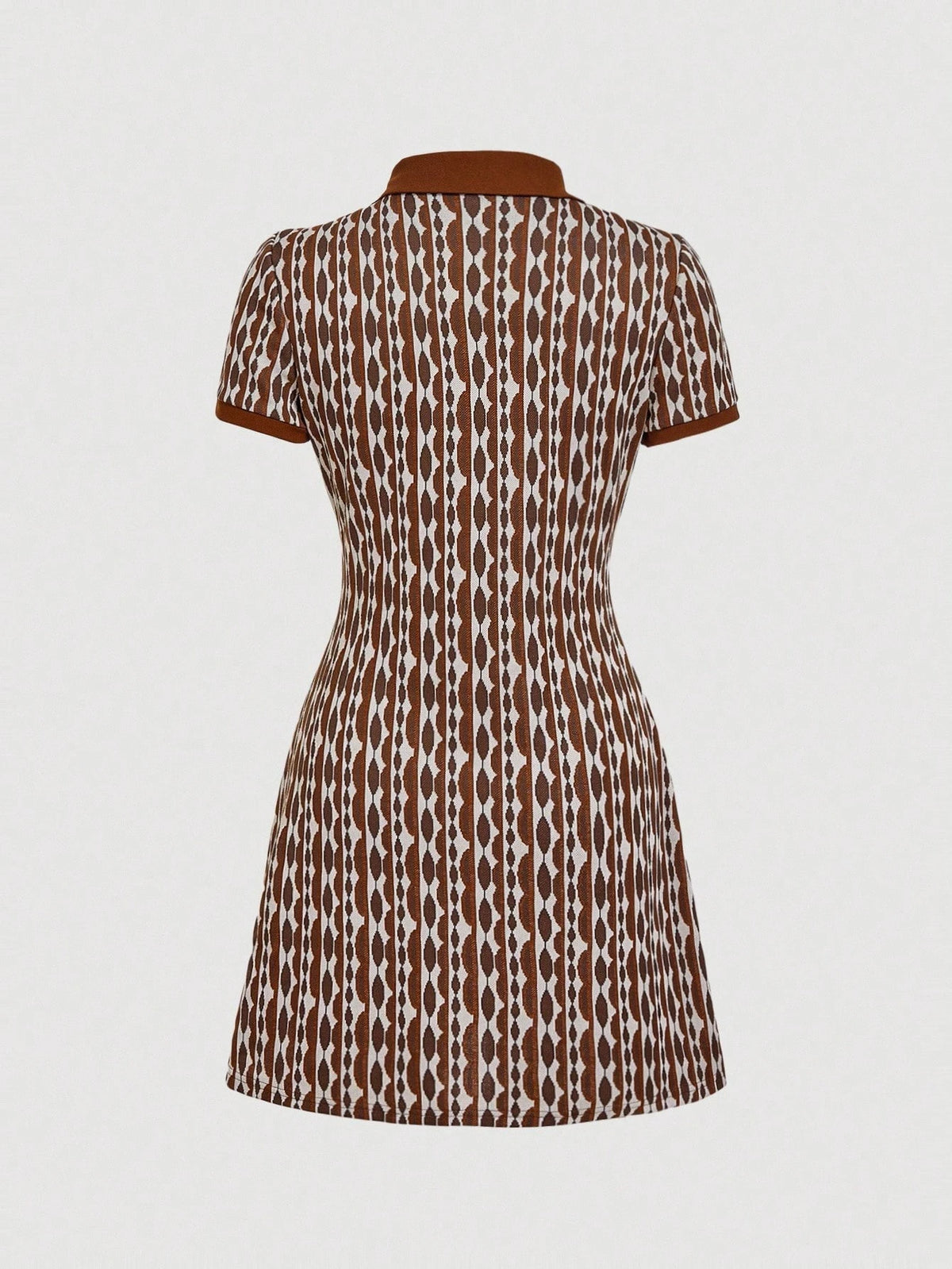 MOD Allover Print Center Front Button Up Placket Lapel Dress