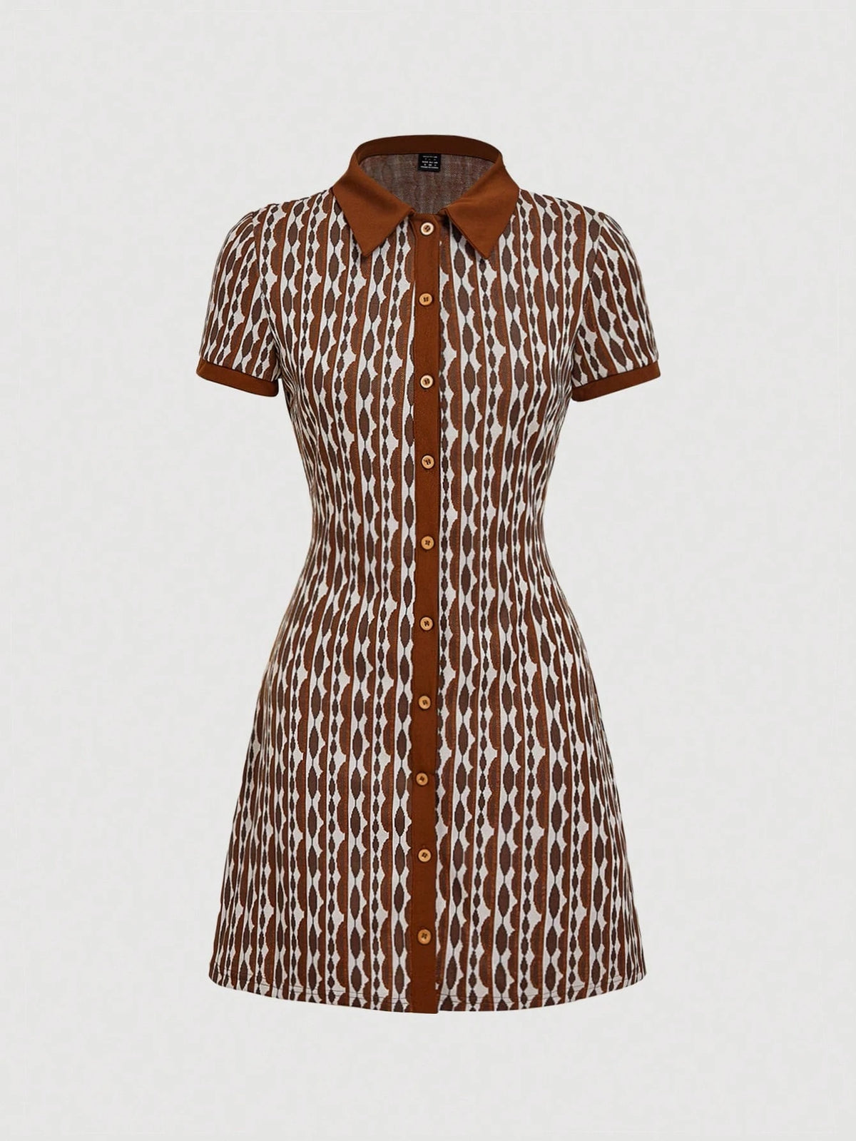 MOD Allover Print Center Front Button Up Placket Lapel Dress