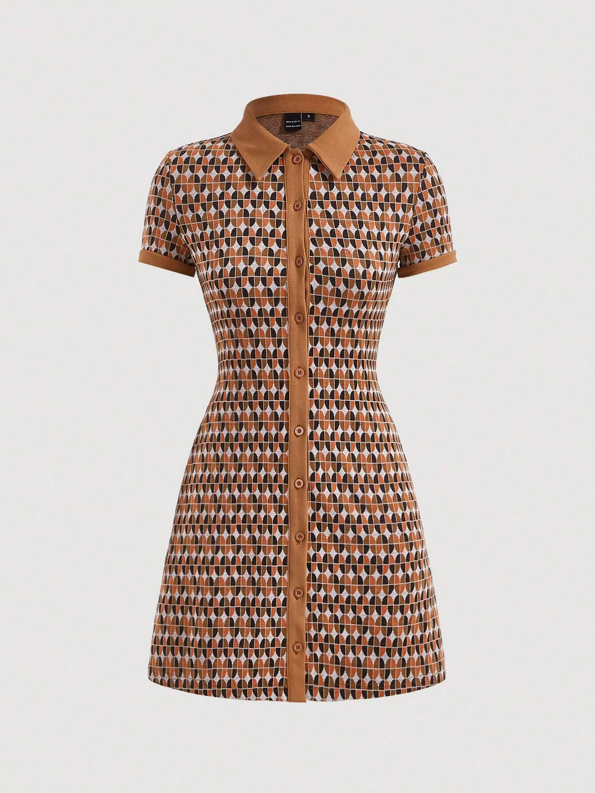 MOD Allover Print Center Front Button Up Placket Lapel Dress