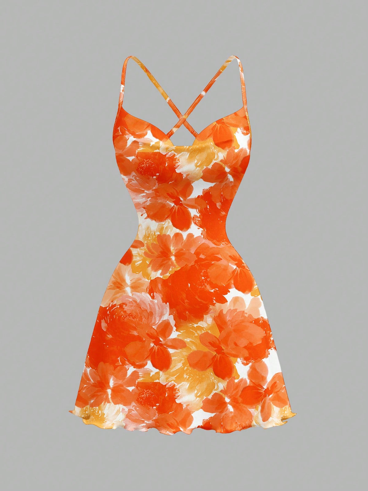 MOD Casual Minimalist Loose Fit Printed Spaghetti Strap Short Dress For Women, Suitable Summer Vacation Dresses Chic