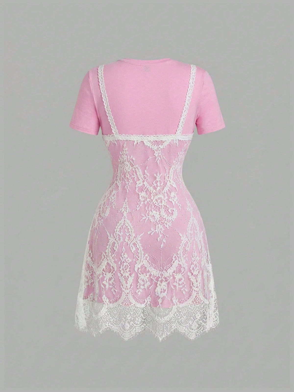 MOD Fashionable Lace 2 In 1 Black & White Mini Dress,Summer Dresses For Women