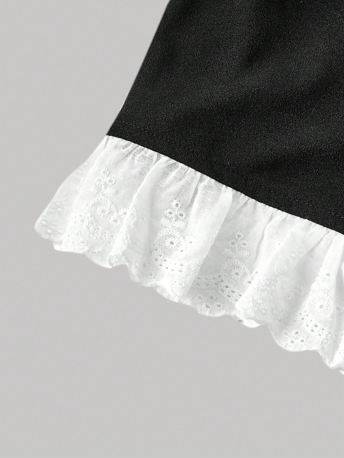 MOD Plus Size Women's Black And White Puff Sleeve Button Design Ruffle Hem Elegant Blouse,Tea Party,Carnival Costume,Autumn Spring/Summer,Casual Blouses