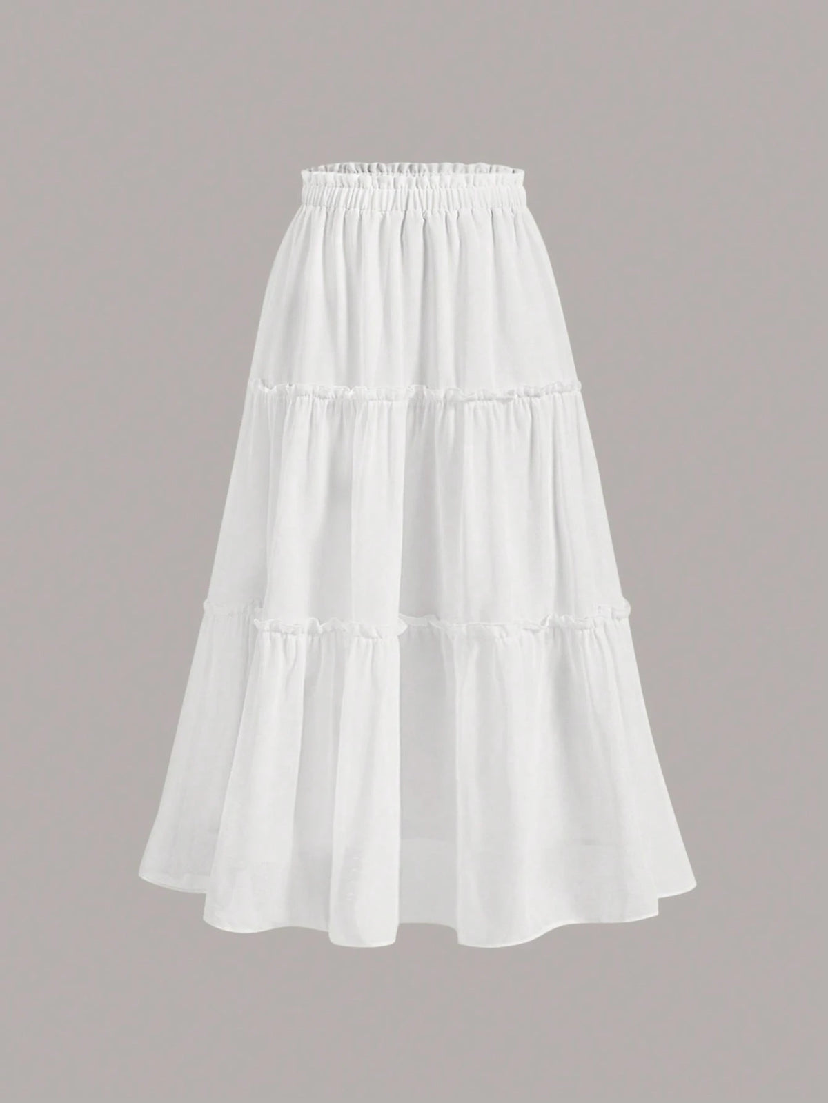MOD Ruffle Skirt Boho Long Skirt Break Solid Frill Trim Ruffle Hem Skirt