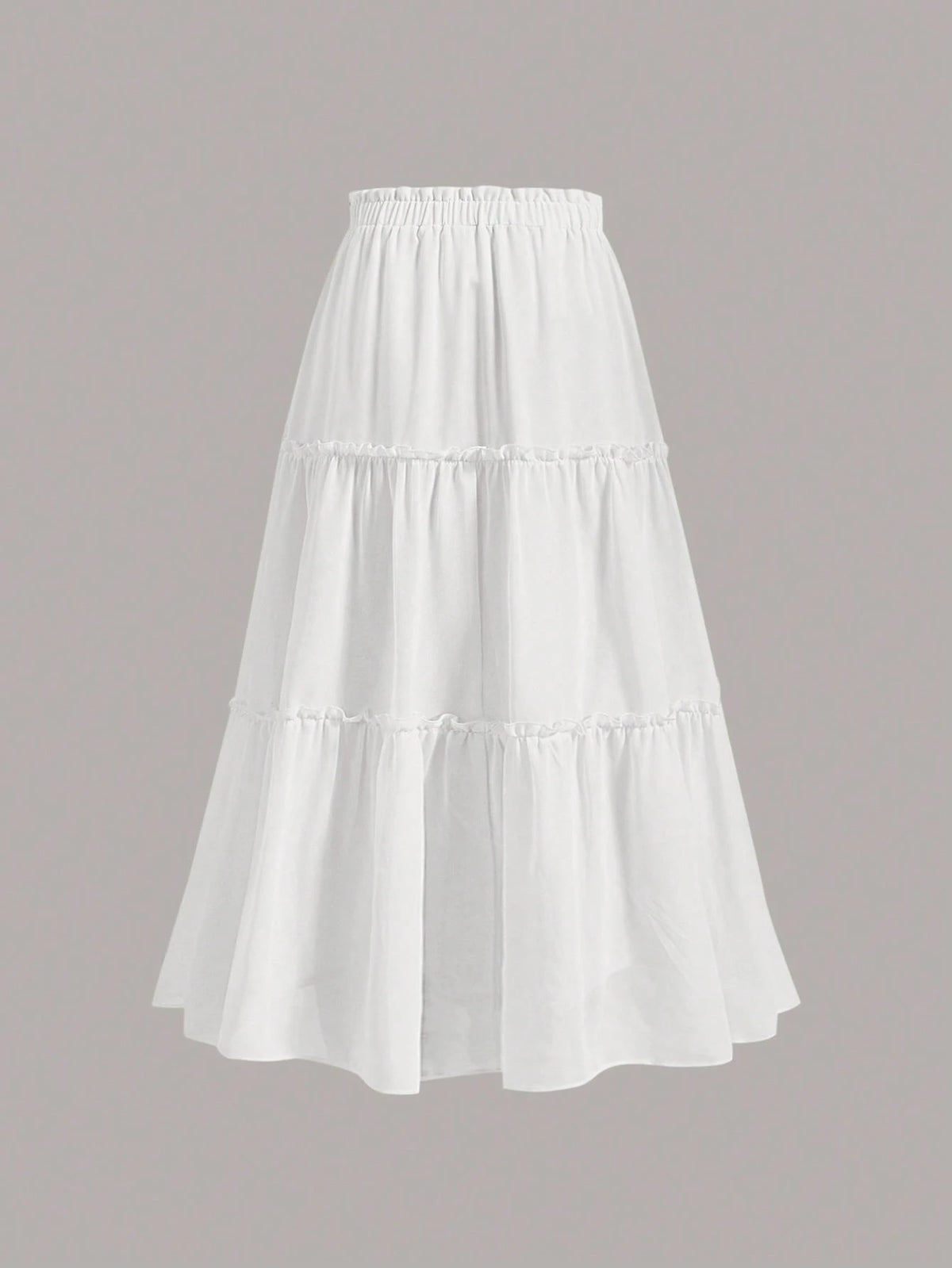 MOD Ruffle Skirt Boho Long Skirt Break Solid Frill Trim Ruffle Hem Skirt