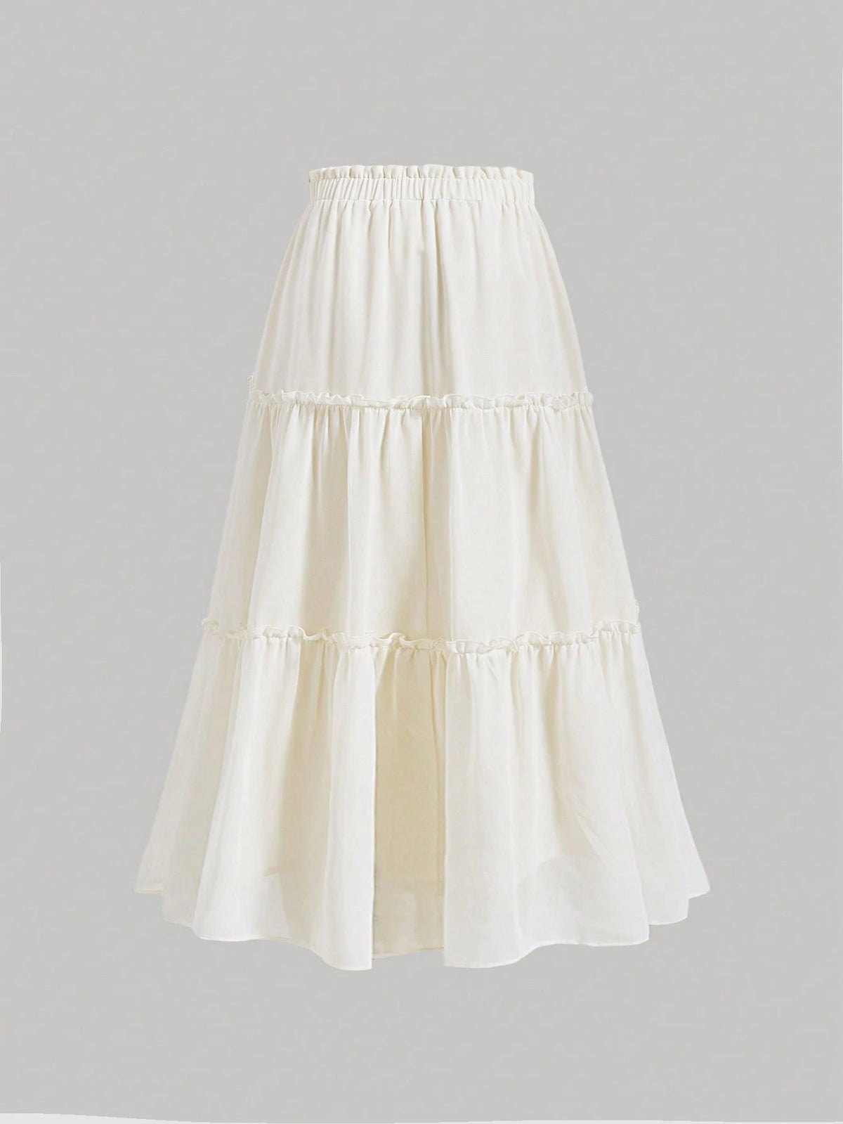 MOD Ruffle Skirt Boho Long Skirt Break Solid Frill Trim Ruffle Hem Skirt