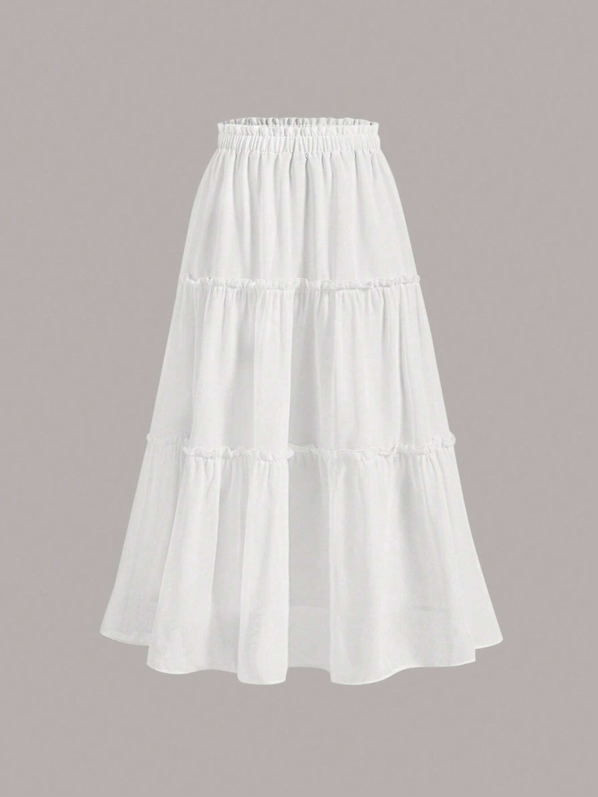 MOD Ruffle Skirt Boho Long Skirt Break Solid Frill Trim Ruffle Hem Skirt