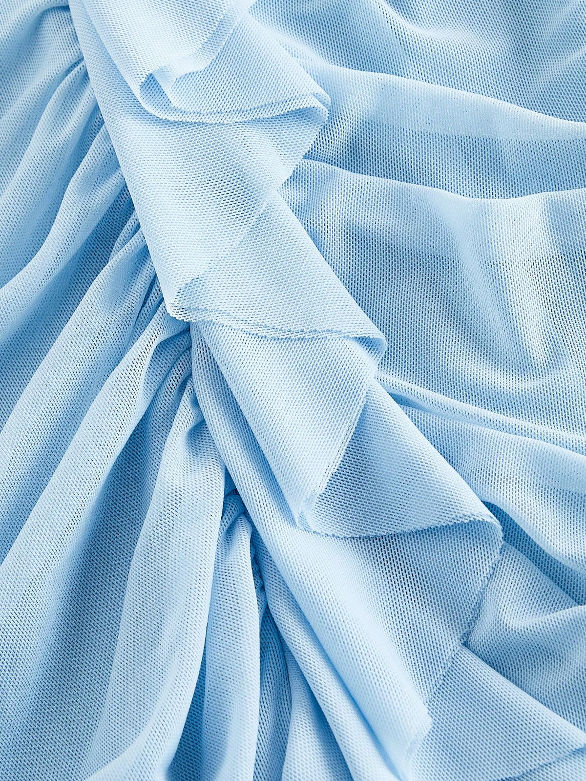 MOD Ruffle Trim Cinched Waist Bow Tie Mesh Overlay Dress,Summer Dresses For Women,Dresses For Women Summer