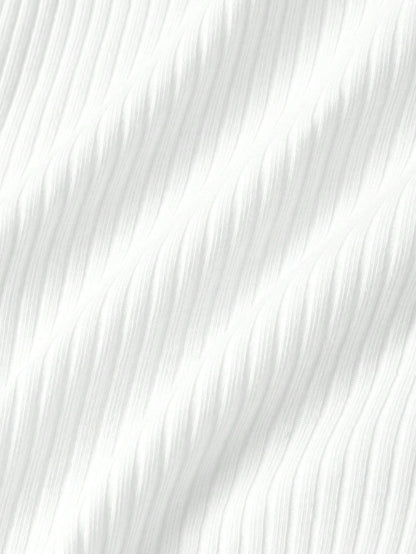 MOD Woman Cotton Ribbed Solid Collared Short Sleeve Crop White Preppy Streetwear Y2k Basic Casual Top Daily Wear Back To School Spring Summer Golf