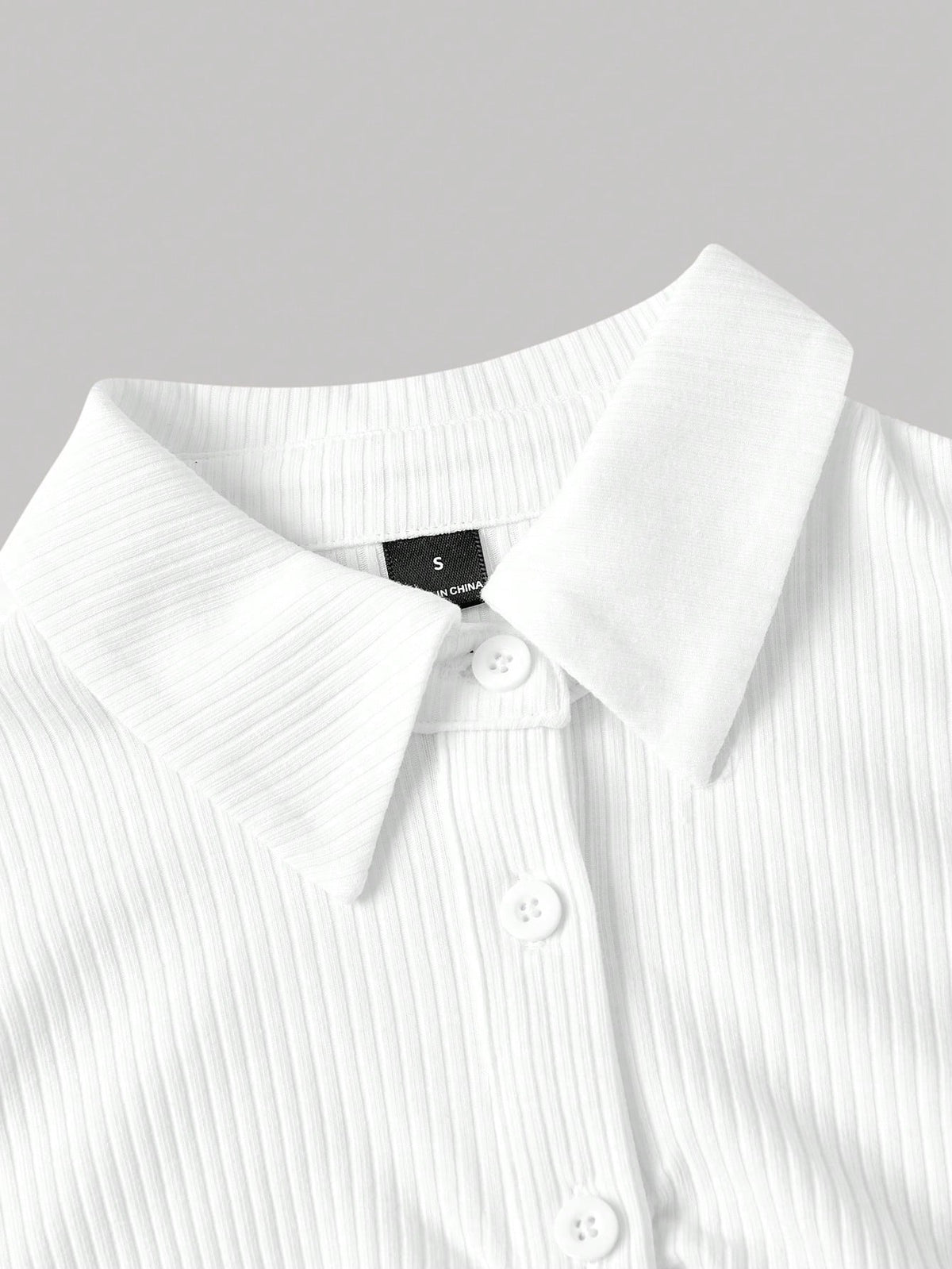 MOD Woman Cotton Ribbed Solid Collared Short Sleeve Crop White Preppy Streetwear Y2k Basic Casual Top Daily Wear Back To School Spring Summer Golf