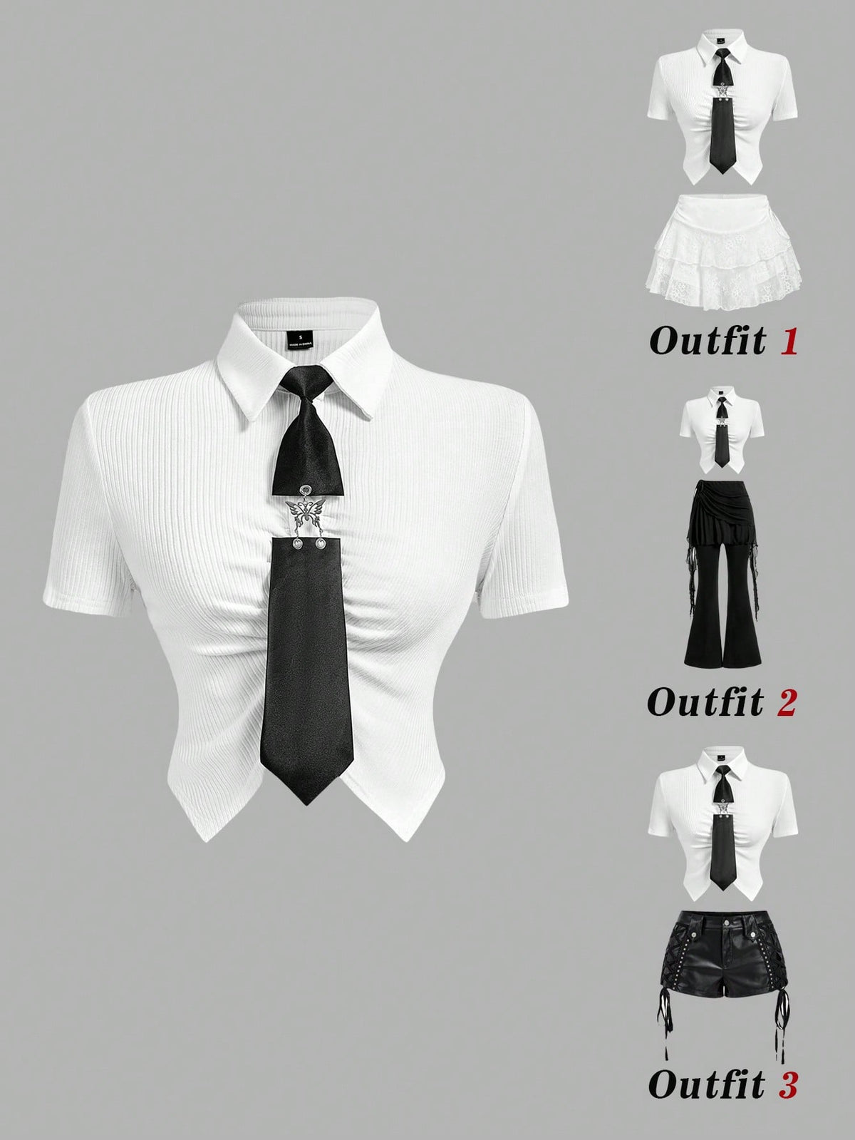 MOD Woman Cotton Ribbed Solid Collared Short Sleeve Crop White Preppy Streetwear Y2k Basic Casual Top Daily Wear Back To School Spring Summer Golf