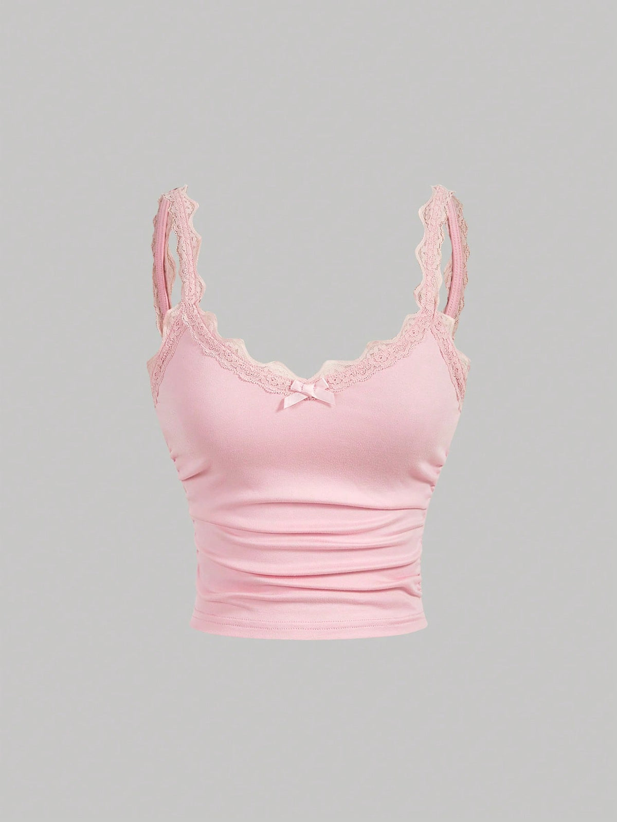 MOD Women's Lace Patchwork Bow Decor Casual Versatile Daily Wear Top,Summer Top