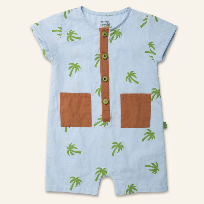 Mon Coeur - Linen Palm Tree Pocket Baby Romper