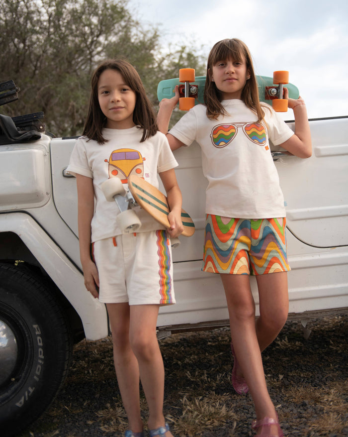 Mon Coeur - Recycled Cotton Rainbow Wave Short