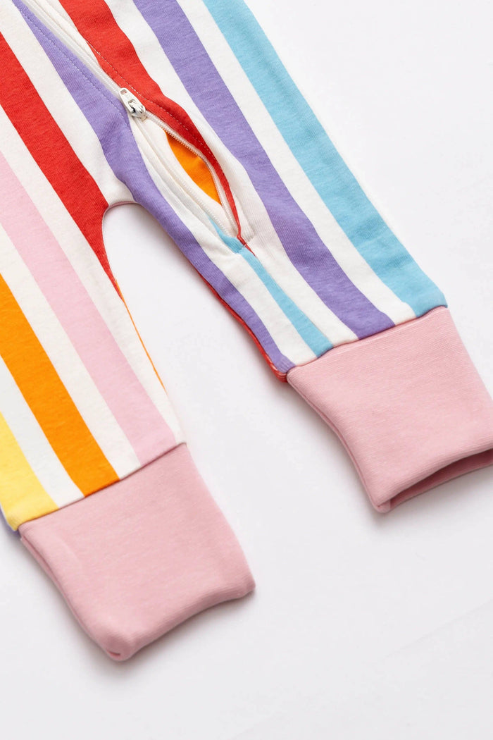 Monica + Andy Zip Romper - Rainbow Stripes