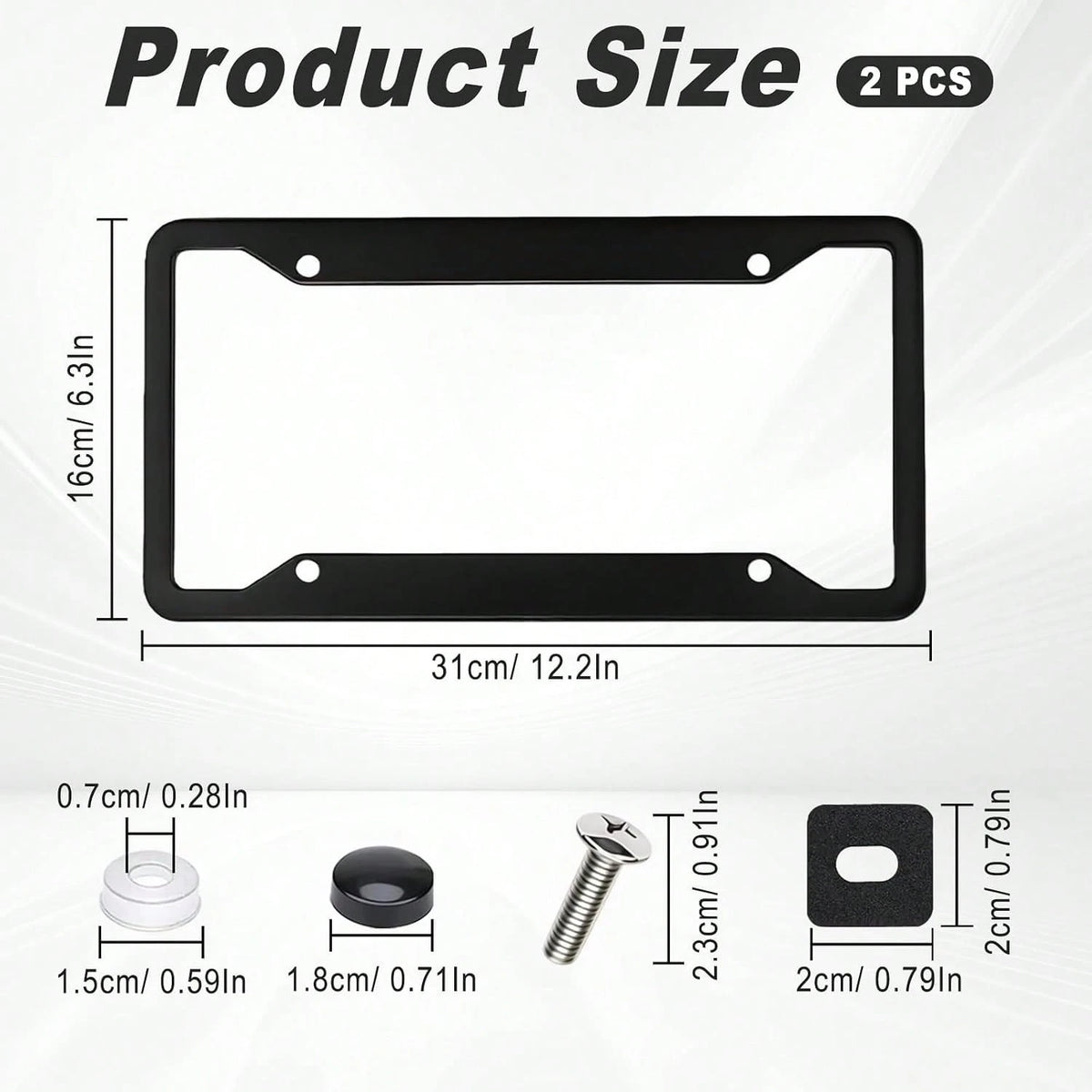 MTABCTY 2 Pack Black License Plate Frames- Heavy Duty Stainless Steel Car License Plate Frame With 4 Holes, Rattle Proof Rustproof With Mounting Screws &Amp; Caps For Front Rear Cars