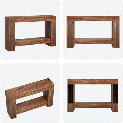 mteryoing 47.24 Inches Long Console Table For Entryway, 2-Tier Large Sofa Table With Storage, Wood Farmhouse Console Table For Living Room, Wooden Entrance Entry Table For Entryway