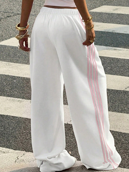 Muchica Women's Casual Cotton Knit Wide Leg Sweatpants