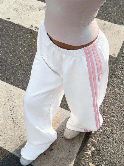 Muchica Women's Casual Cotton Knit Wide Leg Sweatpants