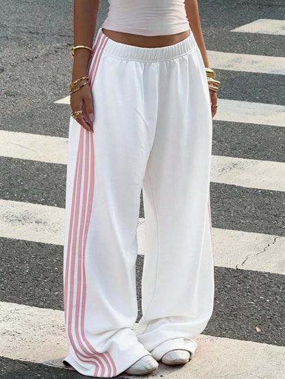 Muchica Women's Casual Cotton Knit Wide Leg Sweatpants