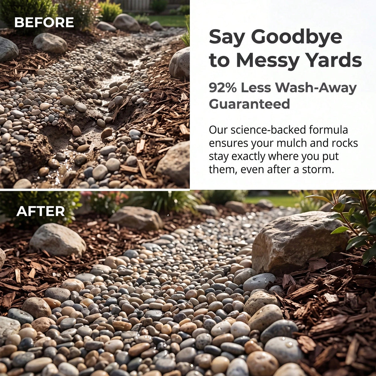 Mulch & Rock Glue Max 144oz- Premium Gravel Stabilizer Glue, 2.12L Strong Bond For Landscaping Rocks/Pebbles, Waterproof & Fast-Drying Mulch Binder, Ideal For Walkways, Patios & Decorative Landscapin