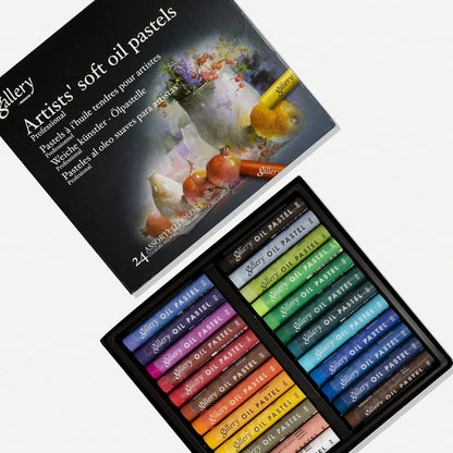 MUNGYO Gallery Artists' Soft Oil Pastels, 24 Assorted Colors- Professional Grade Oil Pastels For Artists