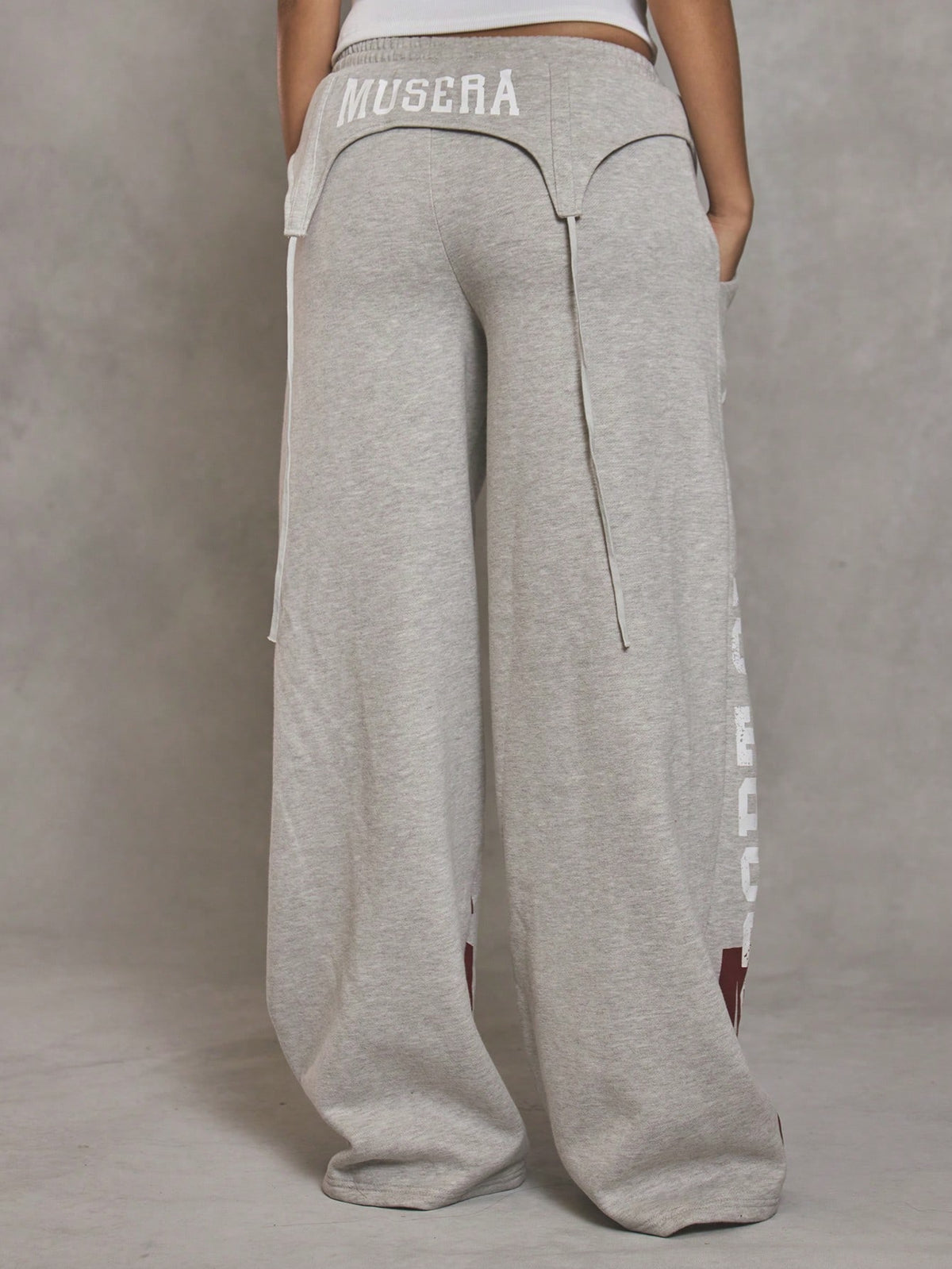 MUSERA Graphic Suspender Overlay Wide Leg Joggers Cool Girl Streetstyle Everyday Autumn Varsity 1997 Fall Casual Summer Holiday