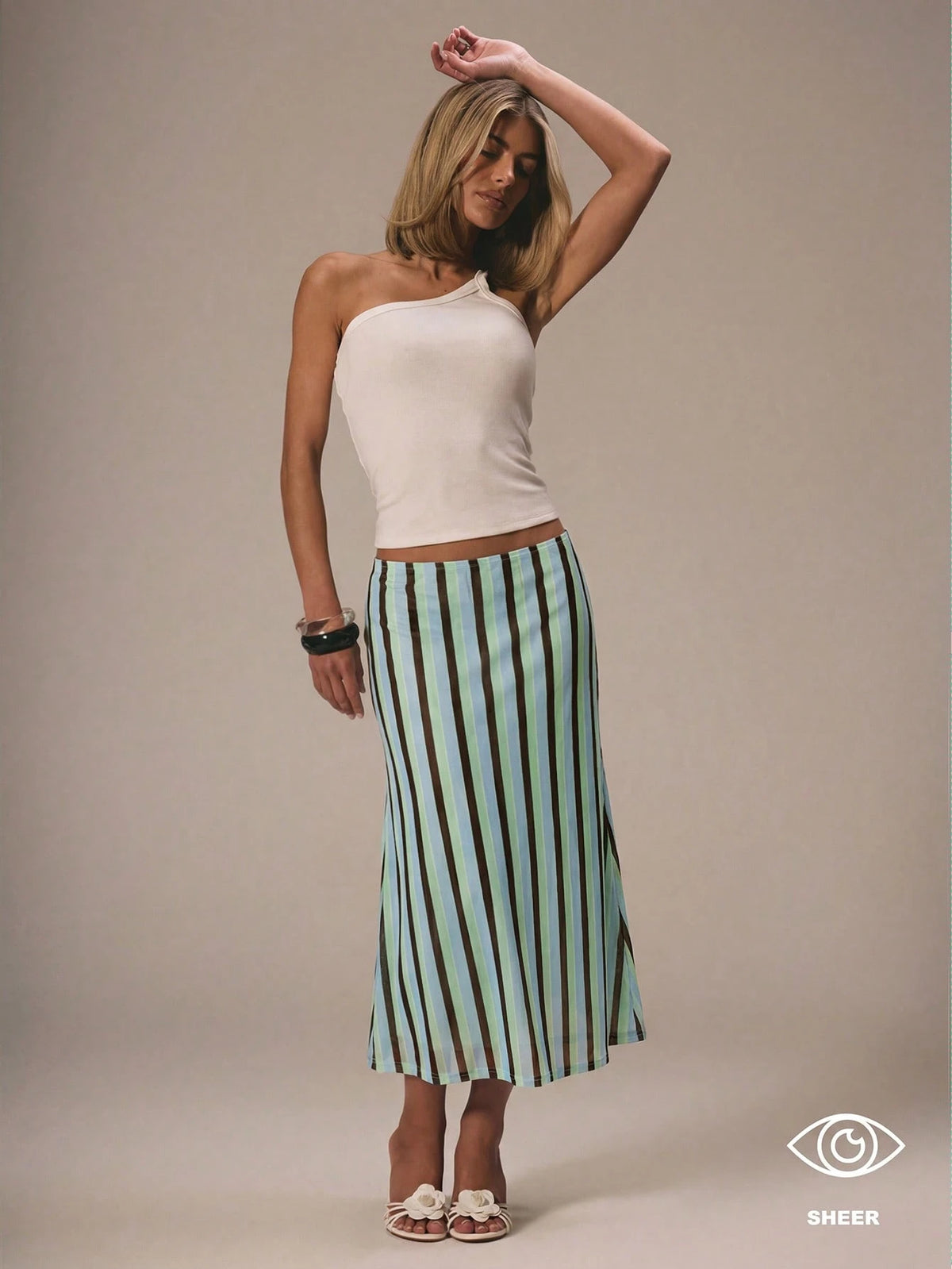 MUSERA Mesh Stripe Fun Cute Dainty Girly Summer Skirt Cute Graduation Polka Dot Skirt Vacation Holiday Work Office Back To School Party Valentines Day Spring