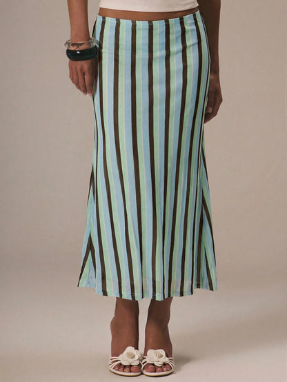MUSERA Mesh Stripe Fun Cute Dainty Girly Summer Skirt Cute Graduation Polka Dot Skirt Vacation Holiday Work Office Back To School Party Valentines Day Spring