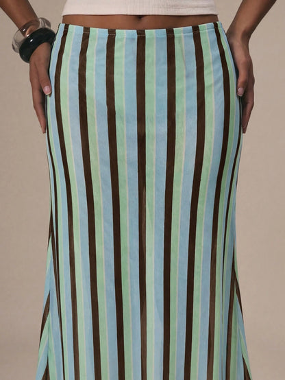 MUSERA Mesh Stripe Fun Cute Dainty Girly Summer Skirt Cute Graduation Polka Dot Skirt Vacation Holiday Work Office Back To School Party Valentines Day Spring