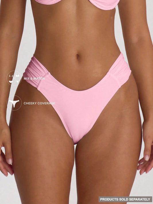 Musera Resort Ruched Side Cheeky Fit Bikini Bottoms Swim Vacation Holiday Summer Travel Beachwear Basics Swimwear Solid Colour Resort Core