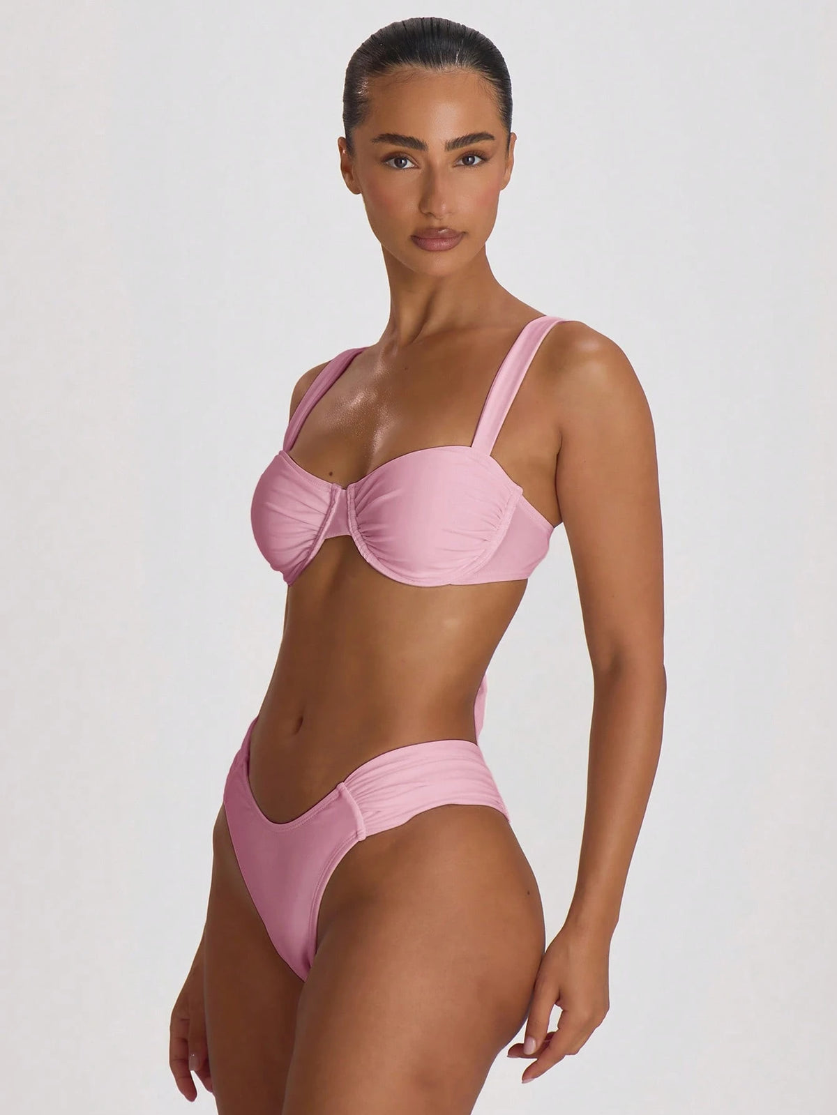 Musera Resort Ruched Side Cheeky Fit Bikini Bottoms Swim Vacation Holiday Summer Travel Beachwear Basics Swimwear Solid Colour Resort Core