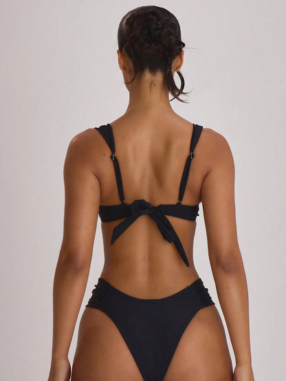Musera Resort Ruched Side Cheeky Fit Bikini Bottoms Swim Vacation Holiday Summer Travel Beachwear Basics Solid Colour Swimwear Resort Core