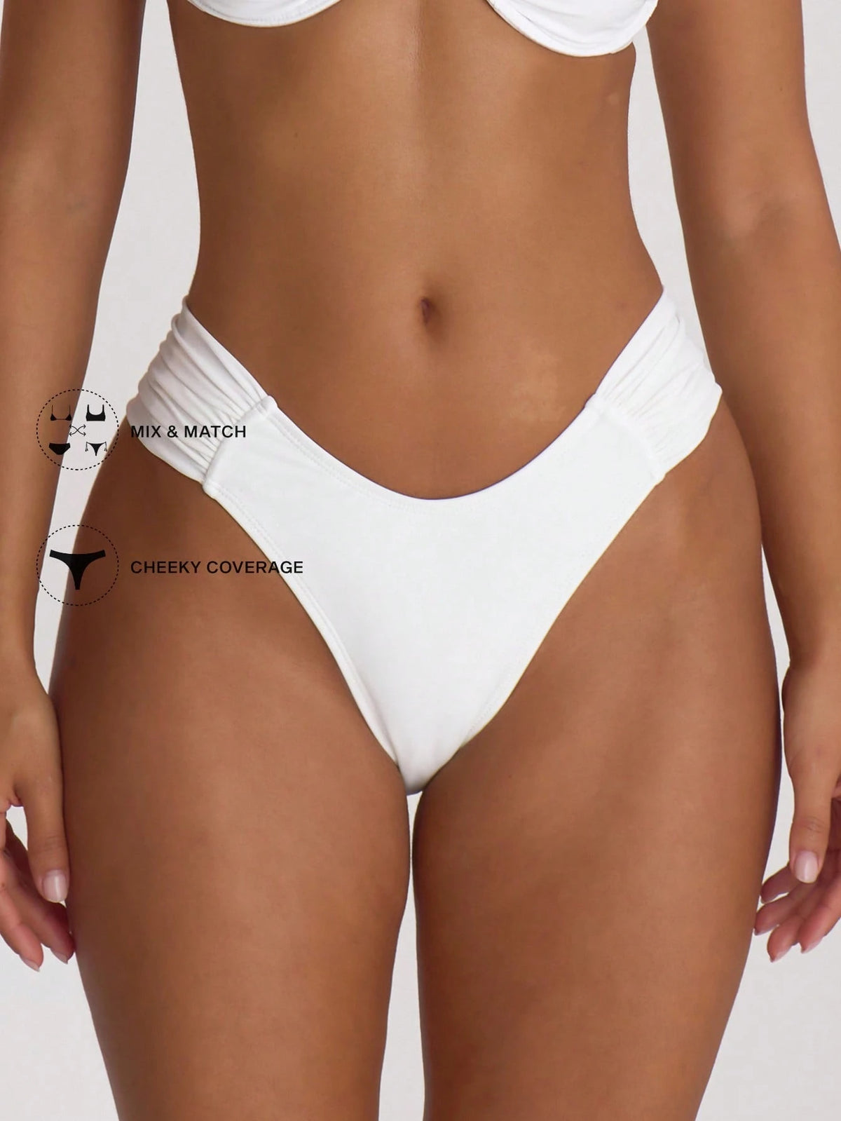 Musera Resort Ruched Side Cheeky Fit Bikini Bottoms Swim Vacation Holiday Summer Travel Beachwear Basics Solid Colour Swimwear Resort Core