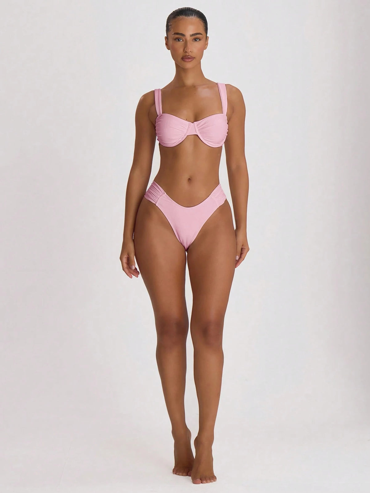 Musera Resort Ruched Side Cheeky Fit Bikini Bottoms Swim Vacation Holiday Summer Travel Beachwear Basics Swimwear Solid Colour Resort Core