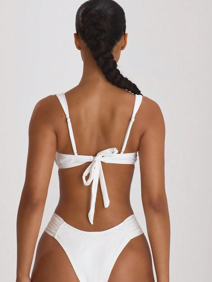Musera Resort Ruched Side Cheeky Fit Bikini Bottoms Swim Vacation Holiday Summer Travel Beachwear Basics Solid Colour Swimwear Resort Core