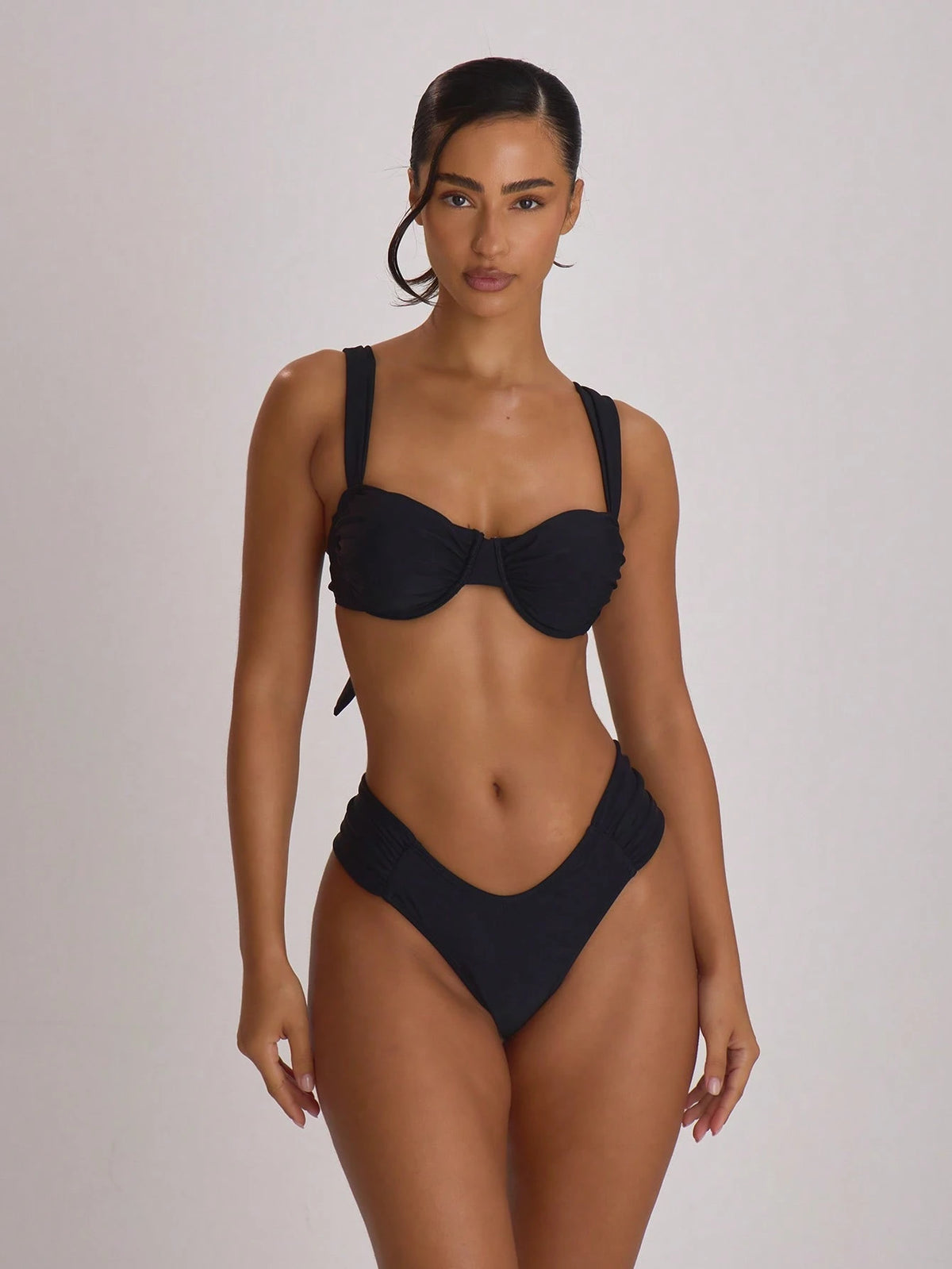 Musera Resort Ruched Side Cheeky Fit Bikini Bottoms Swim Vacation Holiday Summer Travel Beachwear Basics Swimwear Solid Colour Resort Core