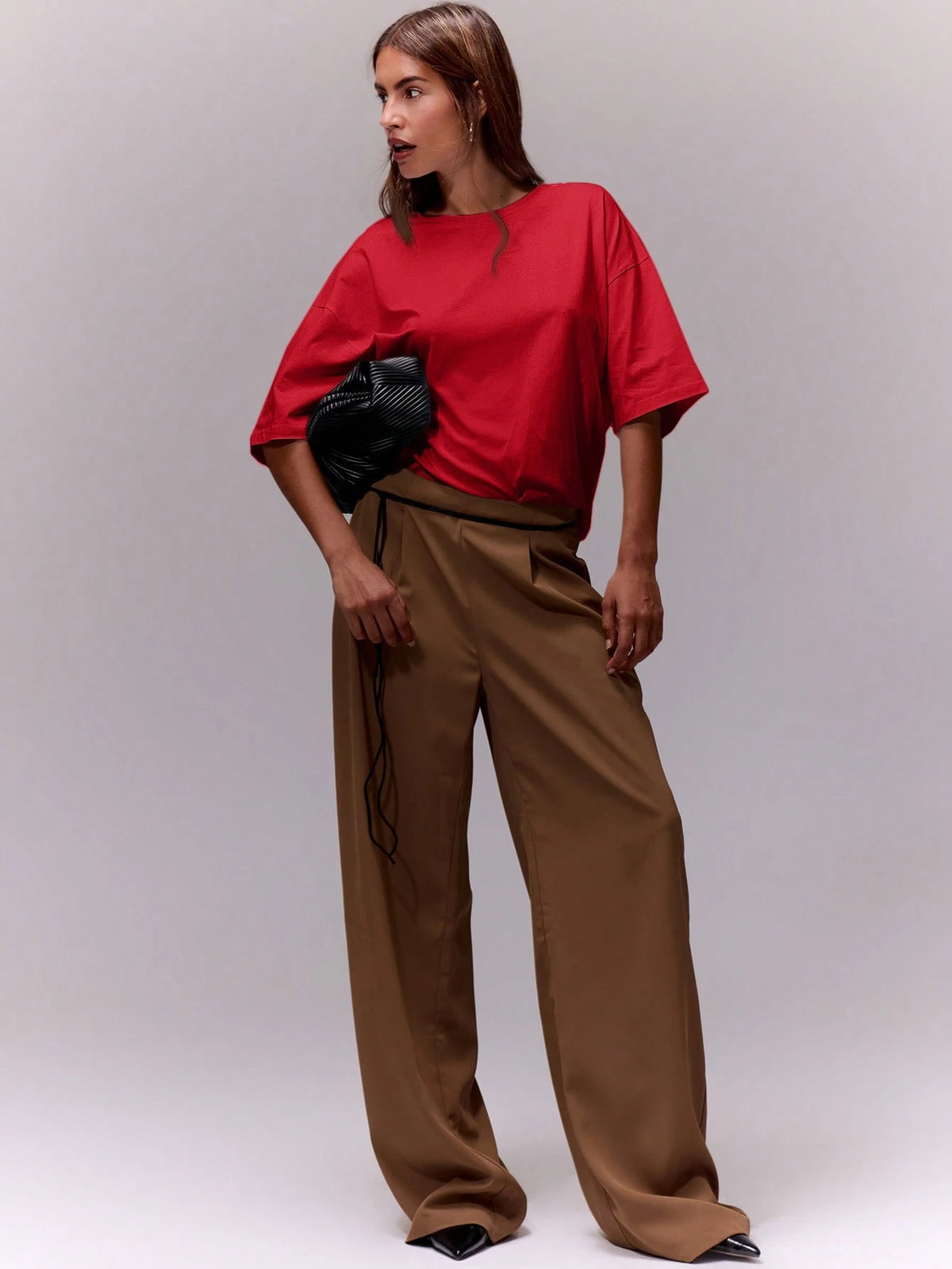 MUSERA Soft Oversized Crew Neck T-Shirt Oversized Tee Airport Holiday Festival Back To School,Elegant Valentines Day Spring Summer Casual