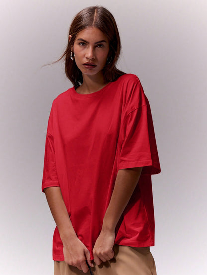 MUSERA Soft Oversized Crew Neck T-Shirt Oversized Tee Airport Holiday Festival Back To School,Elegant Valentines Day Spring Summer Casual