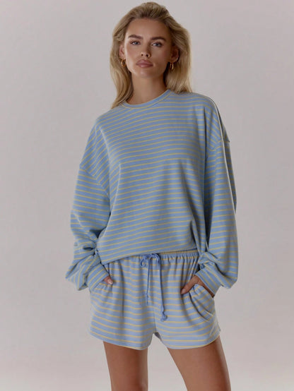 MUSERA Striped Long Sleeve Oversized Soft Boxy Fit Top Only Fall Autumn Cosy Cute Casual Coffee Club Elegant Spring Summer