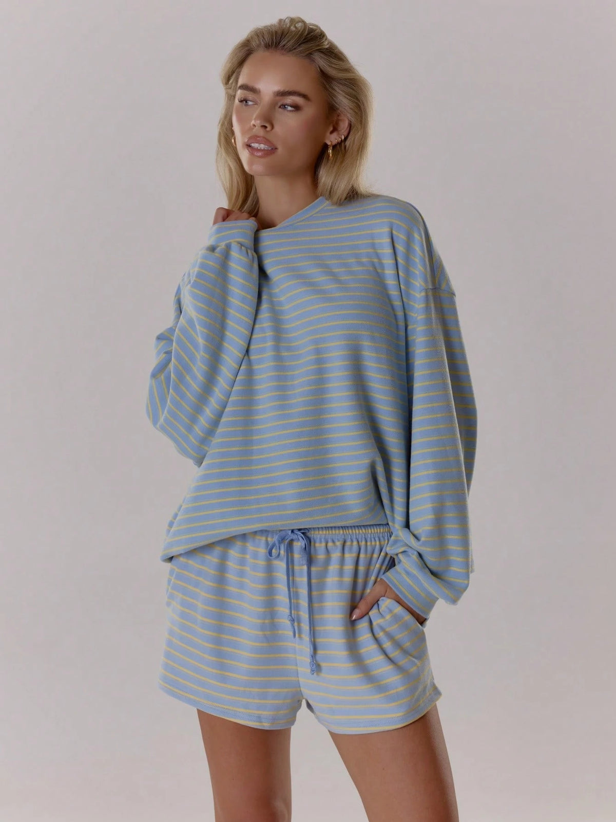 MUSERA Striped Long Sleeve Oversized Soft Boxy Fit Top Only Fall Autumn Cosy Cute Casual Coffee Club Elegant Spring Summer