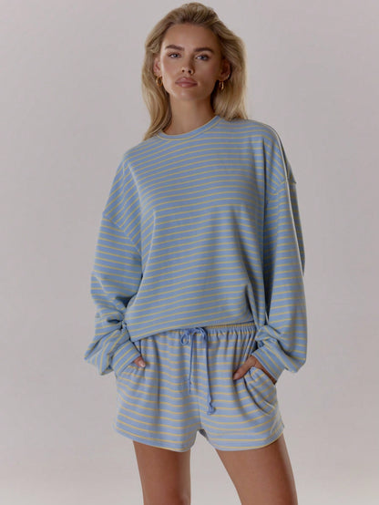 MUSERA Striped Long Sleeve Oversized Soft Boxy Fit Top Only Fall Autumn Cosy Cute Casual Coffee Club Elegant Spring Summer
