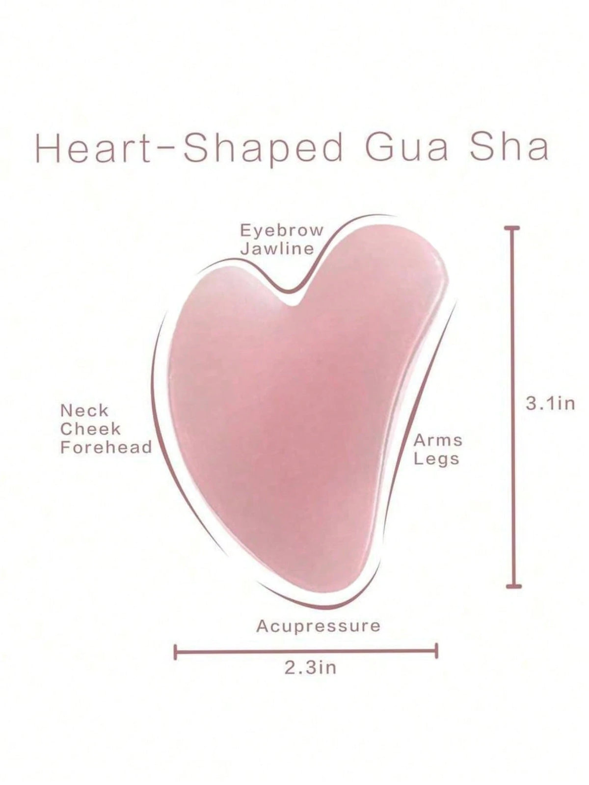 Natural Jade Gua Sha Massage Board, Rose Quartz Gua Sha Board, Jade Facial Massage Tool, Suitable For Facial, Neck, Back And Body Gua Sha Massage