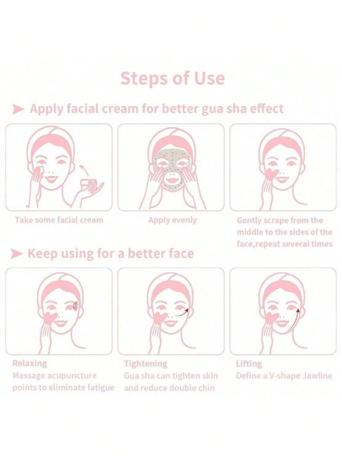 Natural Jade Gua Sha Massage Board, Rose Quartz Gua Sha Board, Jade Facial Massage Tool, Suitable For Facial, Neck, Back And Body Gua Sha Massage