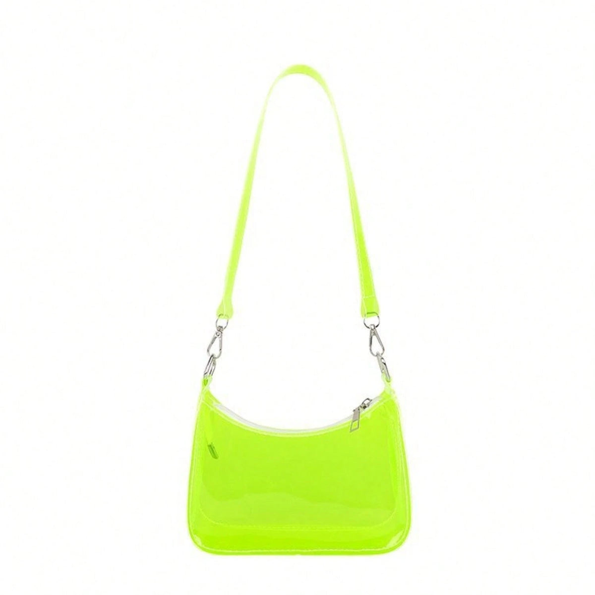 Neon Transparent PVC Baguette Underarm Bag, Detachable Adjustable Strap Y2K Shoulder Purse, Multi Bright Color Hobo Handbag Beach & Fes